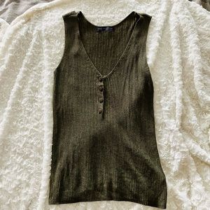 M&S knitted tank top in army green size S